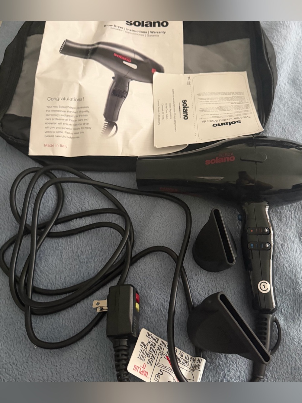 Solano forza Black Professional Hair Dryer with Concentrator Nozzles